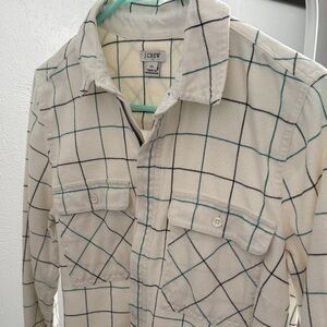 J. Crew Men's Cream and Black Grid Shirt Jacket